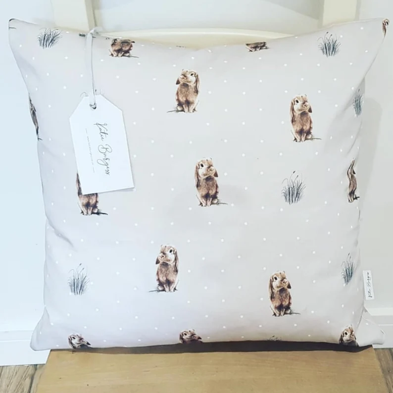Hand Drawn Bunny Cushion